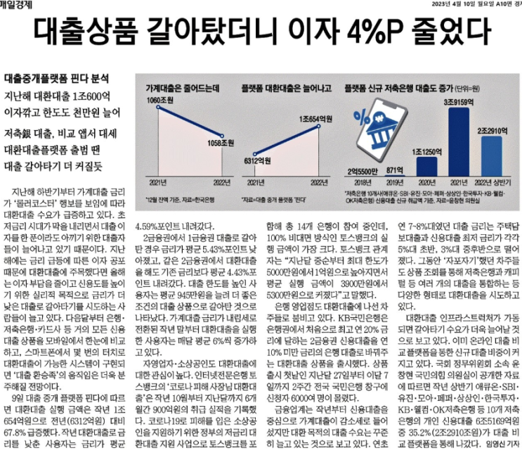  (23.04.10)대출상품 갈아탔더니 이자4%P줄었다