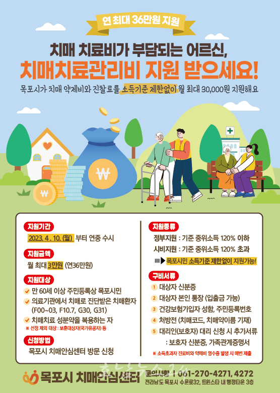  목포시, 4월10일부터 치매치료관리비 지원 확대