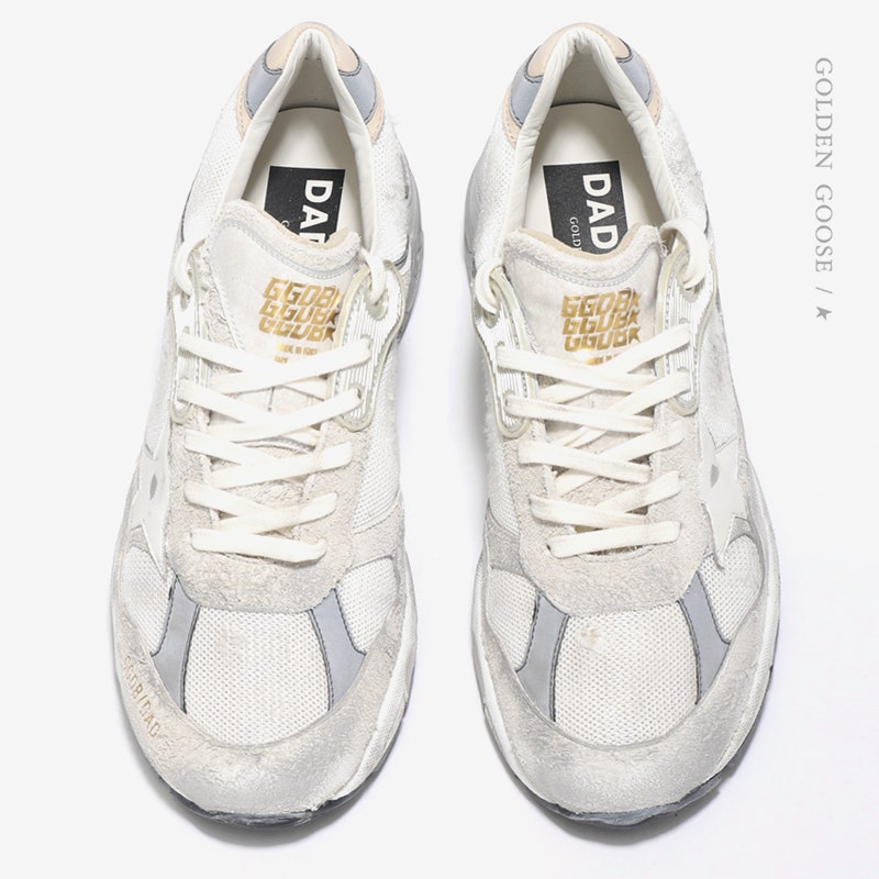 골든구스 DAD-STAR 스웨이드 레더 로우 스니커즈 WT