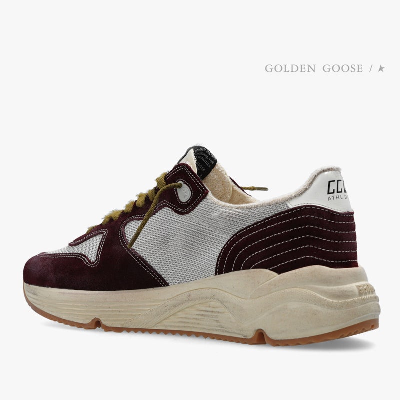 골든구스 23SS RUNNING-SOLE 마룬 크림 메쉬 로우 스니커즈 MC