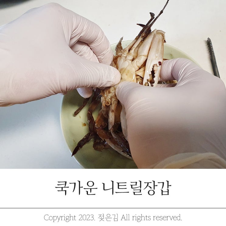 두꺼운 니트릴장갑 게손질에도 뚫리지 않는 짱짱함