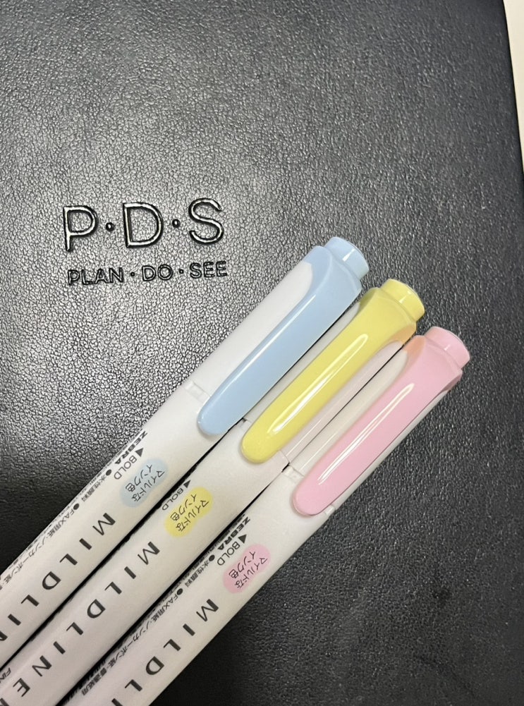  다이어리 형광펜 추천, 제브라 마일드 라이너 형광펜 베이비핑크, 샤벳옐로우, 소다블루