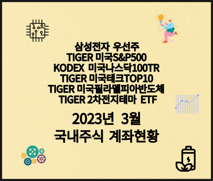 삼성전자 우선주, TIGER 미국필라델피아반도체, 2차전지테마 등 국내주식 계좌 3월 현황