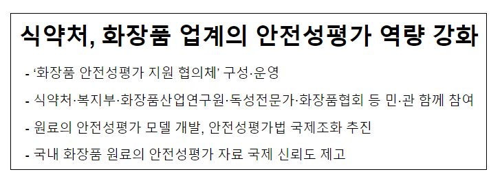 식약처, 화장품 업계의 안전성평가 역량 강화 식약처, 화장품 업계의 안전성평가 역량 강화