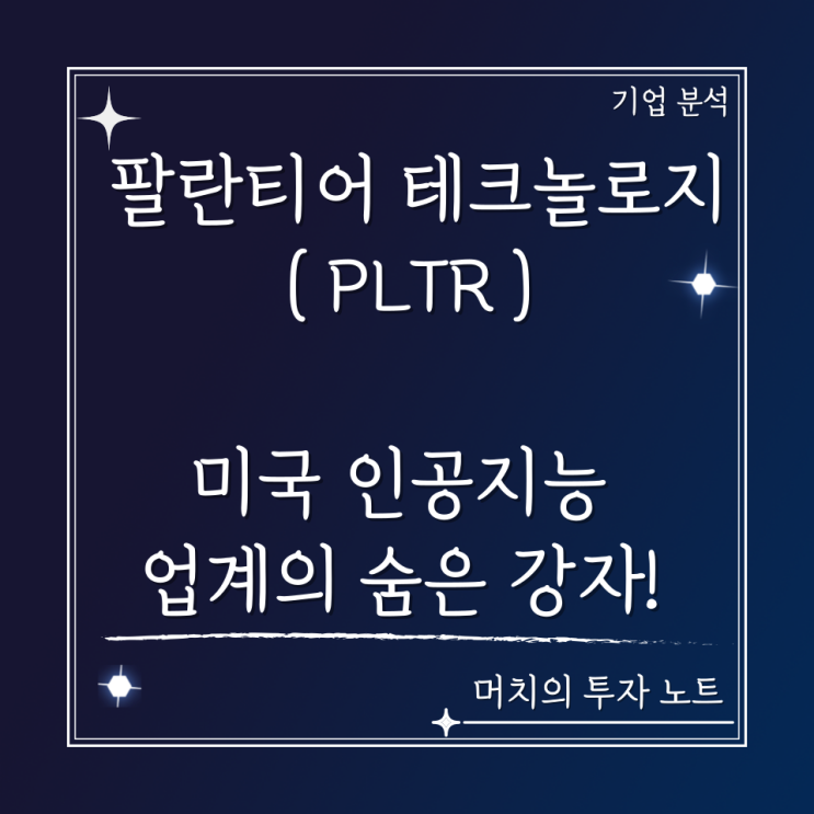  팔란티어(PLTR) 주가 분석 및 전망 - 미국 인공지능 업계의 숨은 강자, 빅테이터 AI관련주!