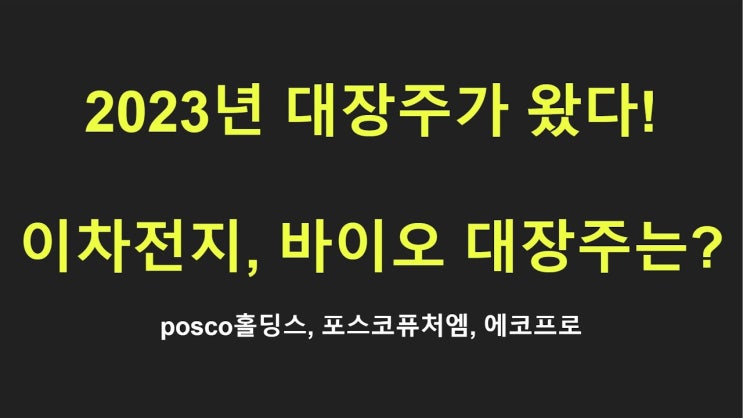 2023년 대장주가 왔다! 이차전지, 바이오 주도주는 이 종목이다!