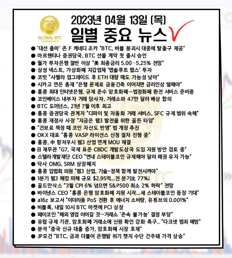  2023년 04월 13일 (목) 일별 중요 뉴스