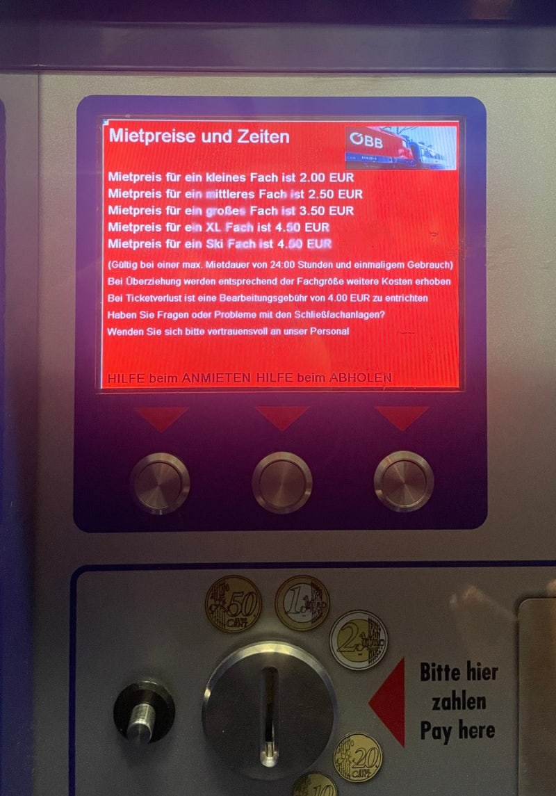 오스트리아 비엔나 ] 빈 중앙역 짐보관 가격 &이용밥법_ 코인락커 동전 필수 ! Vienna Central T : 네이버 블로그