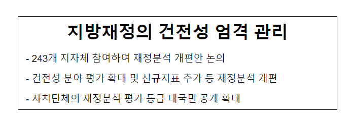 지방재정의 건전성 엄격 관리_행정안전부