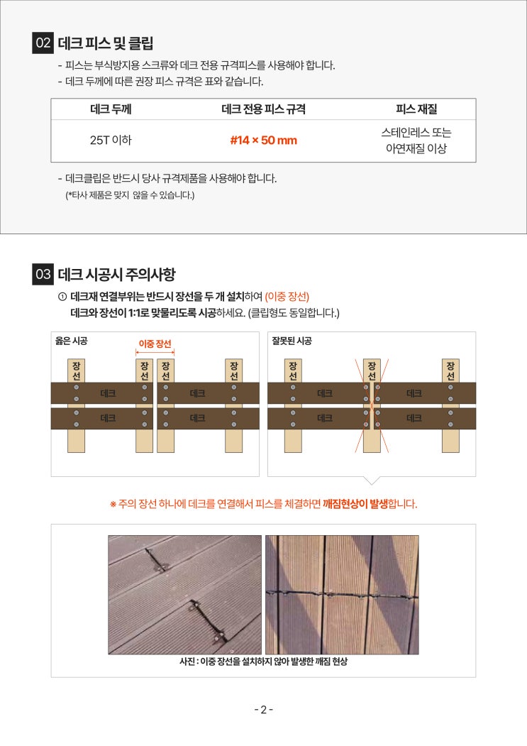  합성목재 데크 시방서 (시공방법)