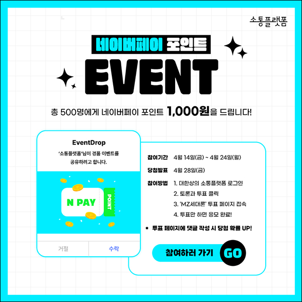 대한상의 MZ세대론 투표이벤트(네페 1,000원 500명)추첨 대한상의 MZ세대론 투표이벤트(네페 1,000원 500명)추첨