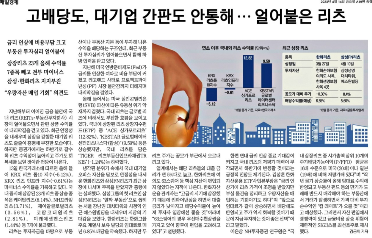  (23.04.14)고배당도, 대거업 간판도 안통해---얼어붙은 리츠