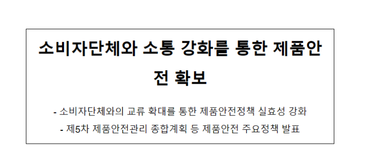 소비자단체와 소통 강화를 통한 제품안전 확보_산업통상자원부 소비자단체와 소통 강화를 통한 제품안전 확보_산업통상자원부