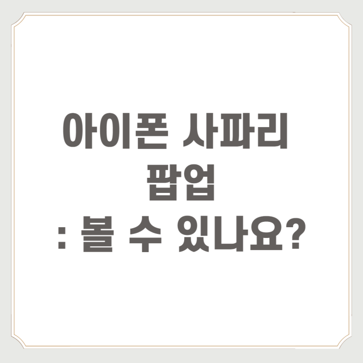  아이폰 사파리 팝업 : 볼 수 있나요?
