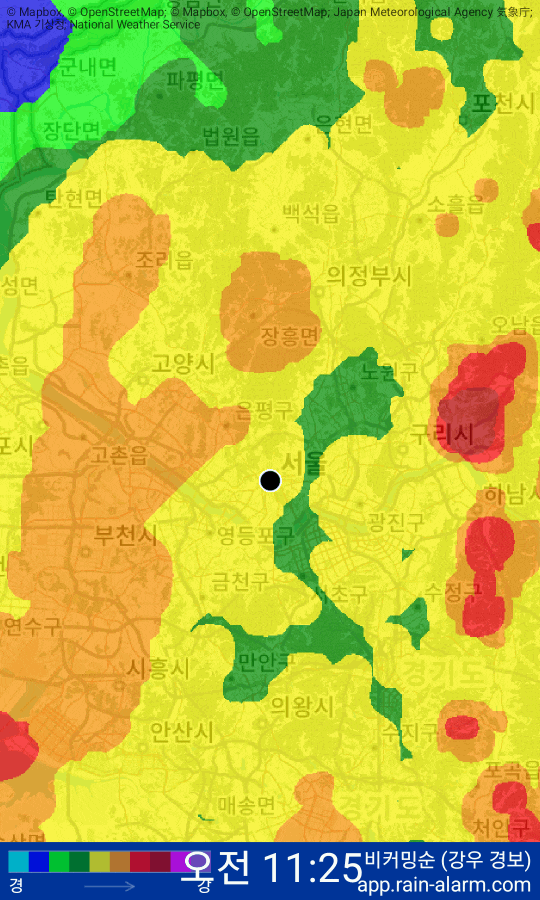  비구름 레이더만 확인하면 실시간 날씨 예측 가능해요!