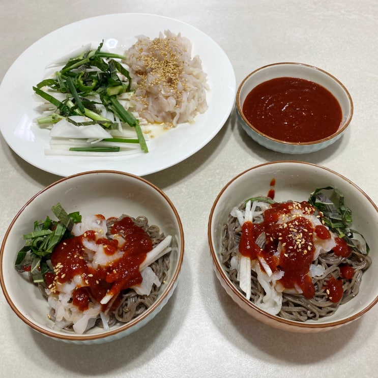  시원식품 "가자미 비빔회 야채세트" 밀키트 간편하게 한 끼!!