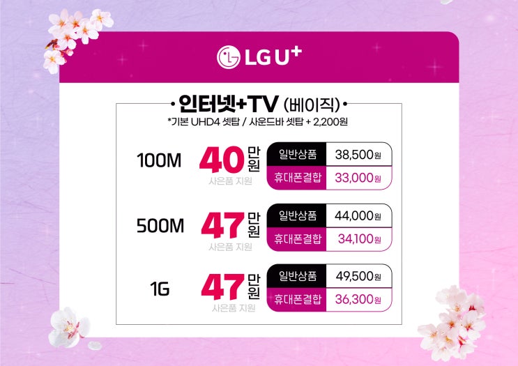  LGU+ 500메가 100메가 인터넷TV UHD3 UHD4 베이직 프라임라이트 가입 후기