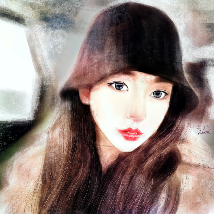  230414 검은 모자를 쓴 여인