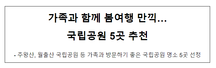 가족과 함께 봄여행 만끽…국립공원 5곳 추천