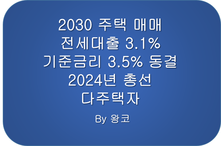  새벽 푸념 2030 매매, 전세대출금리 하향, 호가 상승, 기준금리 동결, 24년 총선, 다주택자