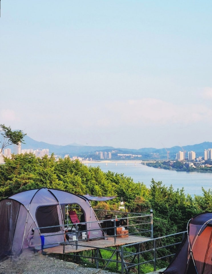  [경기도-양평] 서울 근교 남한강이 시원하게 보이는 뷰 좋은 약수동산 캠핑장 추천(사이트별 장단점, 후기)