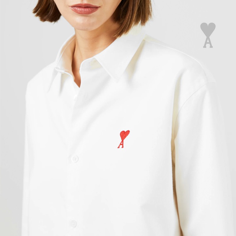 아미 23SS OXFORD 코튼 스몰 레드하트 여성 셔츠 WT