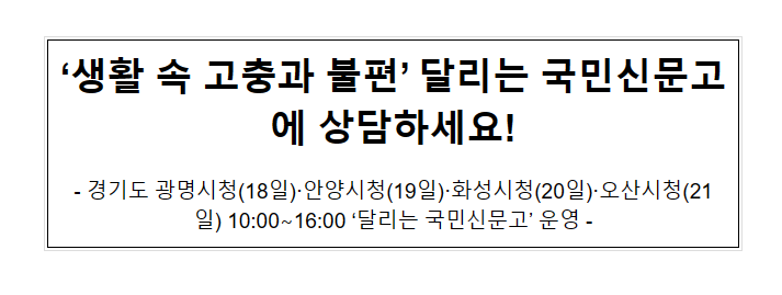 ‘생활 속 고충과 불편’ 달리는 국민신문고에 상담하세요!