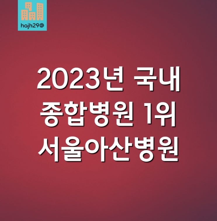 2023년 국내 전국 종합병원 1위 서울아산병원 30위까지 순위 안내
