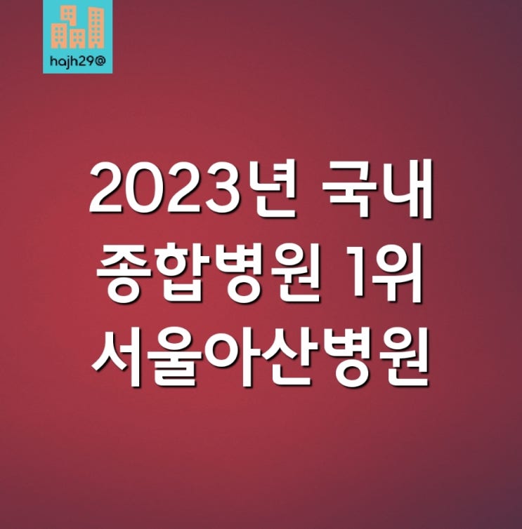  2023년 국내 전국 종합병원 1위 서울아산병원 30위까지 순위 안내