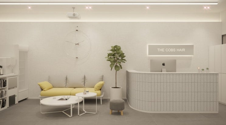  와이즈액트디자인 ㅣ포인트 컬러로 세련된 미용실인테리어