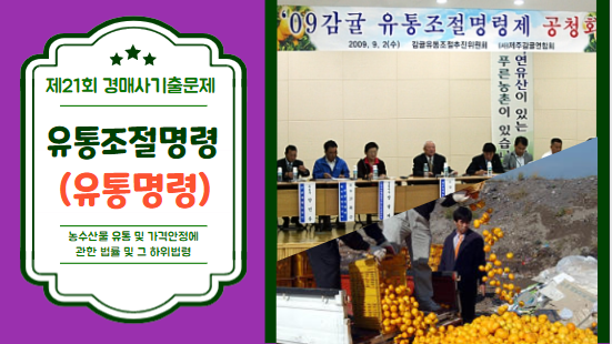  [제21회 경매사시험 기출문제풀이] 유통조절명령("유통명령")에 대해서 아세요?