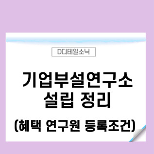  기업부설연구소 설립 혜택 연구원 등록 조건(사후관리)