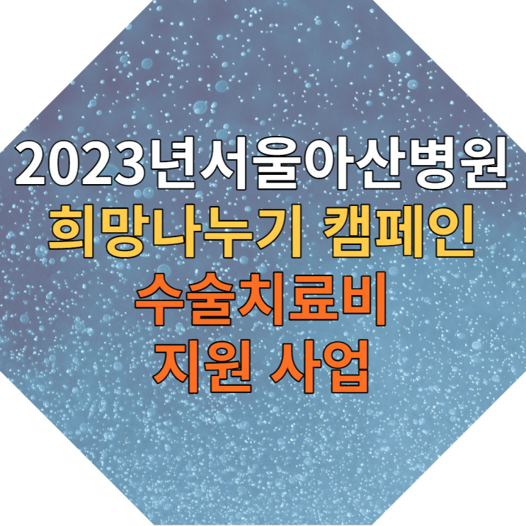 2023년 <b>서울아산병원</b> 희망나누기 캠페인 수술치료비 지원 사업