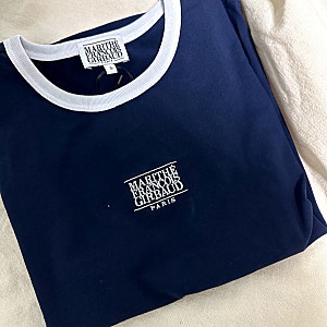 마리떼프랑소와저버 55사이즈 티셔츠 핏_W CLASSIC LOGO RINGER TEE navy 내돈내산