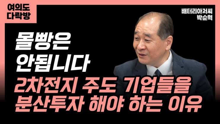 몰빵은 안됩니다. 2차전지 주도기업들을 분산 투자해야하는 이유(박순혁)