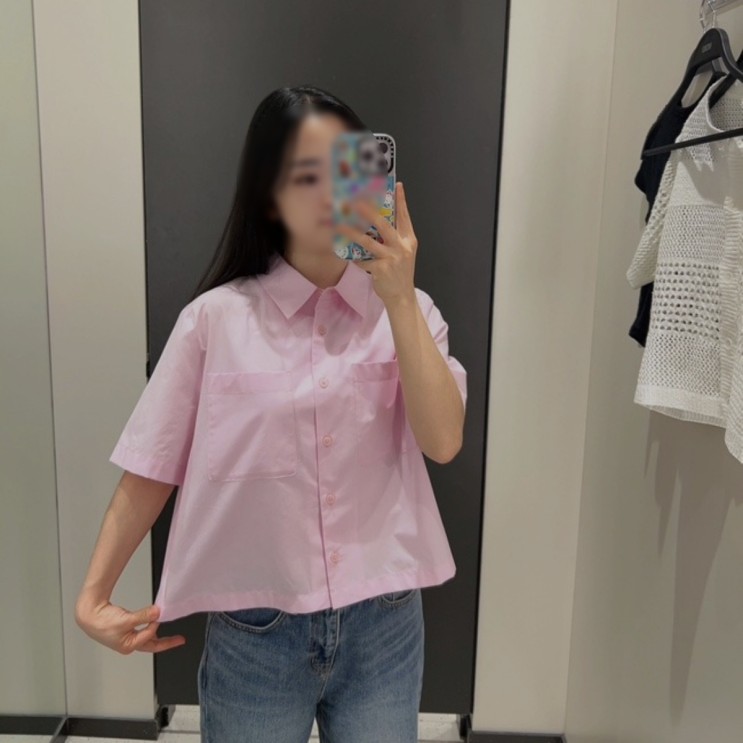 미쏘 핑크 셔츠 ㅣ 귀여움과 가성비 최고 MIXXO 크롭 오버핏 반팔 셔츠