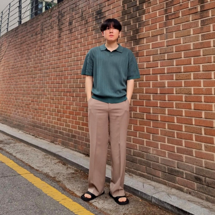  커스텀어클락 쿨 린넨라이크 리브드 카라 숏 슬리브 니트 여름 반팔 니트 추천 코디