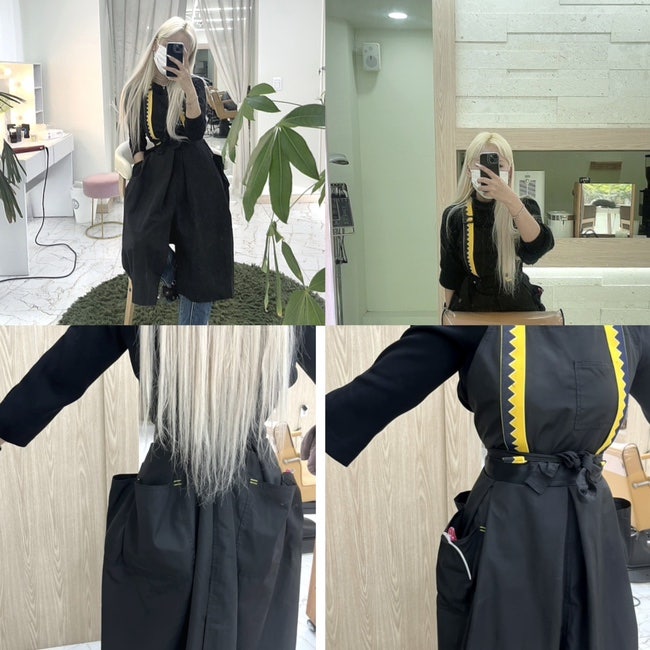 수달컴퍼니 미용실 롱앞치마 방수되는 레이어드 원피스 디자인