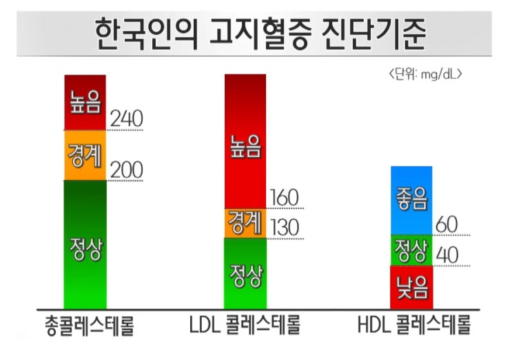  콜레스테롤이 얼마나 높아야 고지혈증이라고 할까?(이상지질혈증, 고콜레스테롤혈증)