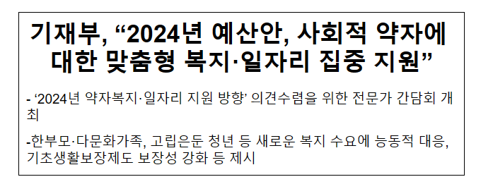 최상대 차관 '2024년 약자복지·일자리 지원 방향' 간담회 개최 최상대 차관 '2024년 약자복지·일자리 지원 방향' 간담회 개최