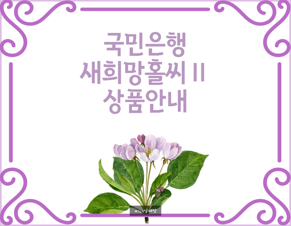 국민은행 KB 새희망홀씨Ⅱ 신청 방법 대출자격, 대출금리