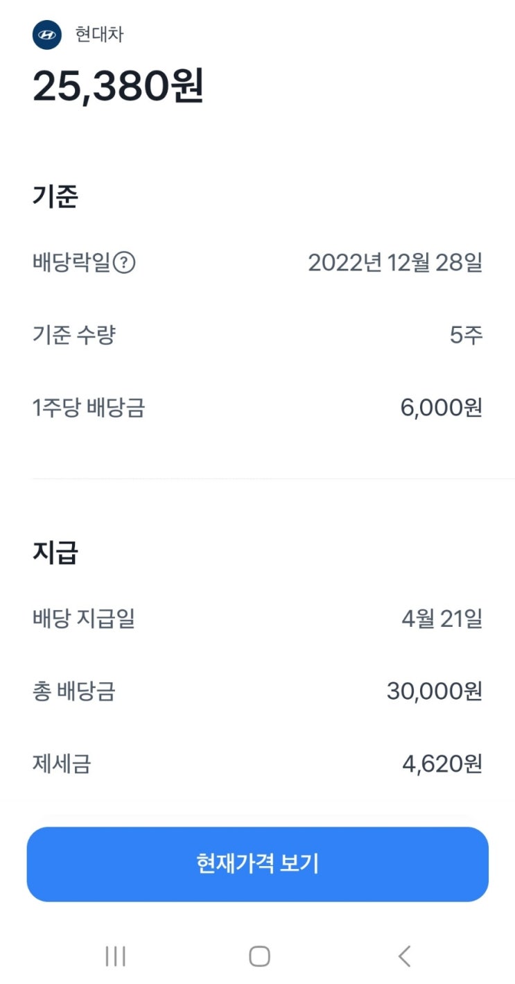  4월 주식 배당금 현대차 삼성전자 호텔신라 치킨값 받고 일부 매도