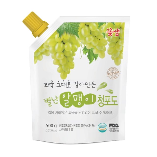  꽃샘 별난알맹이 청포도 (500g x 16개입) 카페 스무디 에이드 드레싱 액상차