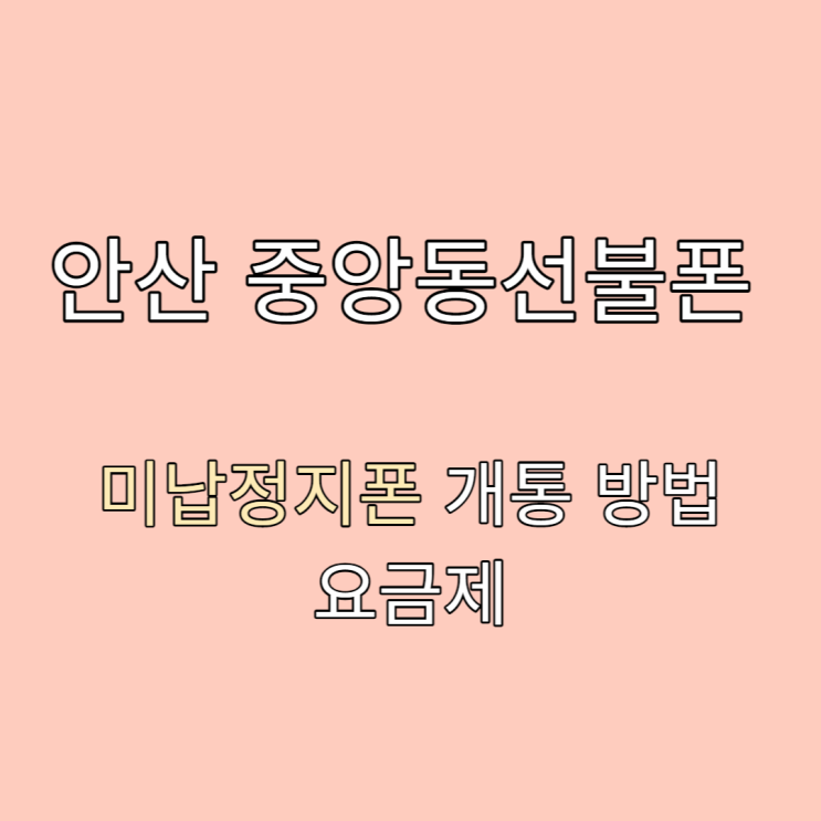  안산 중앙동선불폰으로 미납정지폰 개통 방법과 요금제
