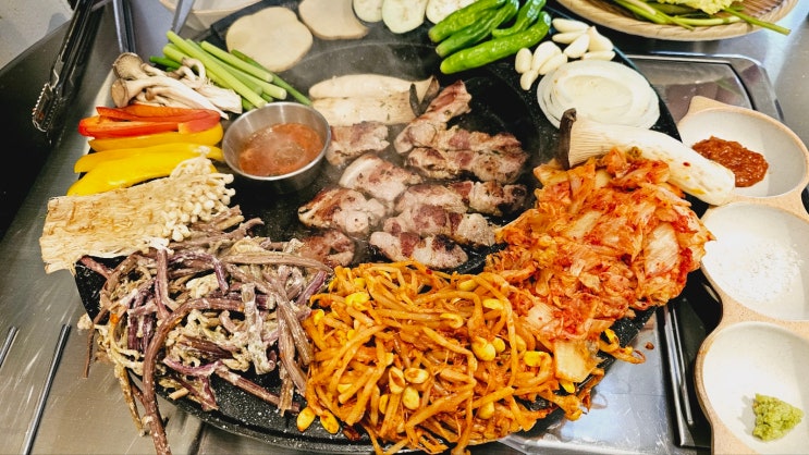  장안고기집 난로회담 푸짐한 전립한판에 뿅간 기장맛집