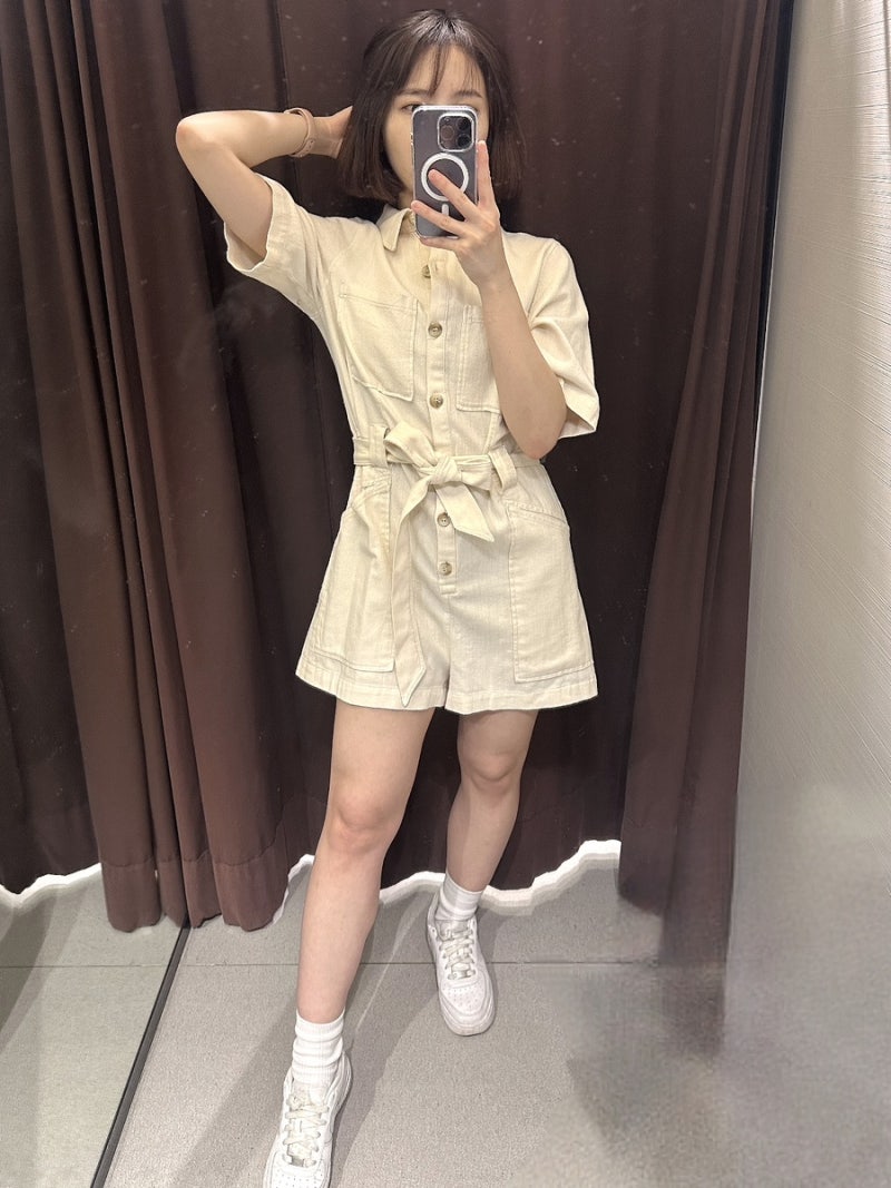 자라 zara 신상 점프수트 벨티드 쇼트 키작녀에게 잘 어울려!