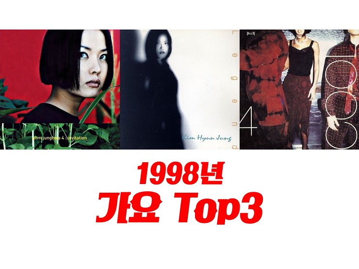 90년대 히트곡 노래 1998년 히트곡 히트송 가요 TOP3 멜론차트 : Poison (포이즌) - 엄정화, 그녀와의 이별 - 김현정, 애상 - Cool (쿨)