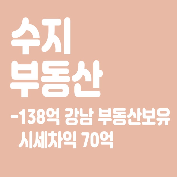  수지, 138억 강남 부동산 보유…"매년 10억씩 올라 시세차익 70억"