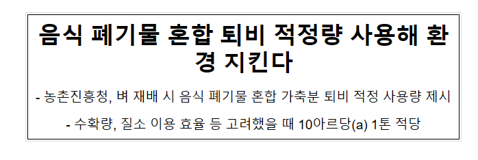 음식 폐기물 혼합 퇴비 적정량 사용해 환경 지킨다 음식 폐기물 혼합 퇴비 적정량 사용해 환경 지킨다