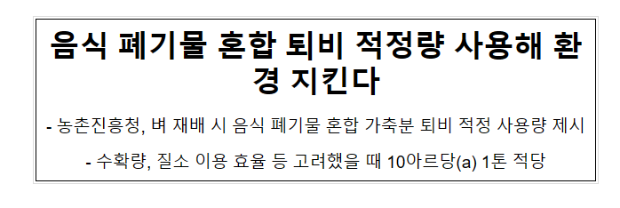 음식 폐기물 혼합 퇴비 적정량 사용해 환경 지킨다